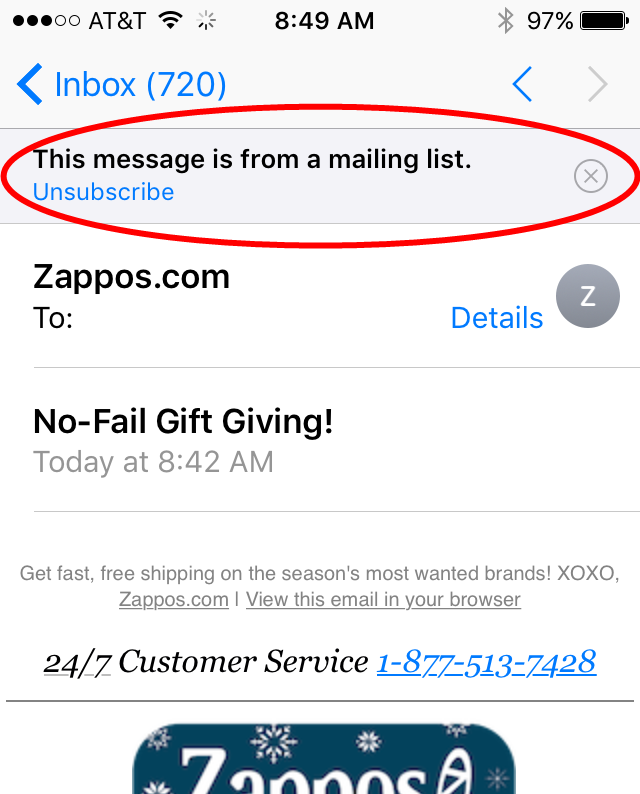 Native unsubscribe link in iOS Mail email client