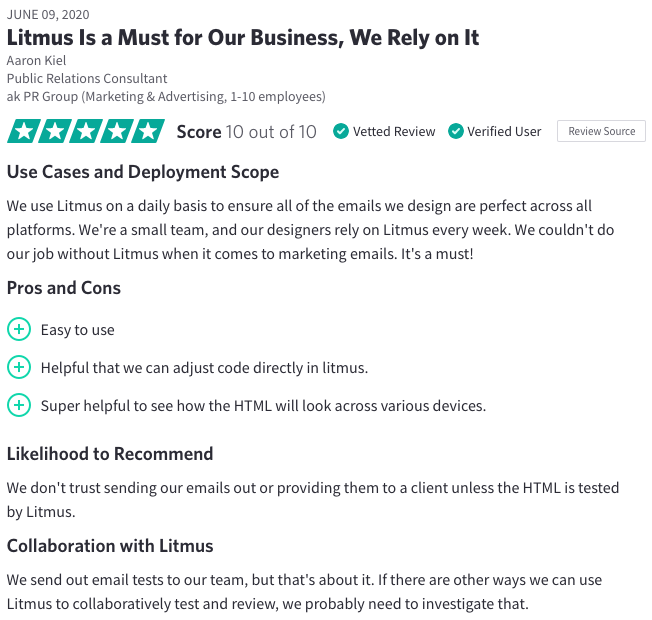 Litmus Customer Reviews Are In: You Love Us, You Really Love Us!
