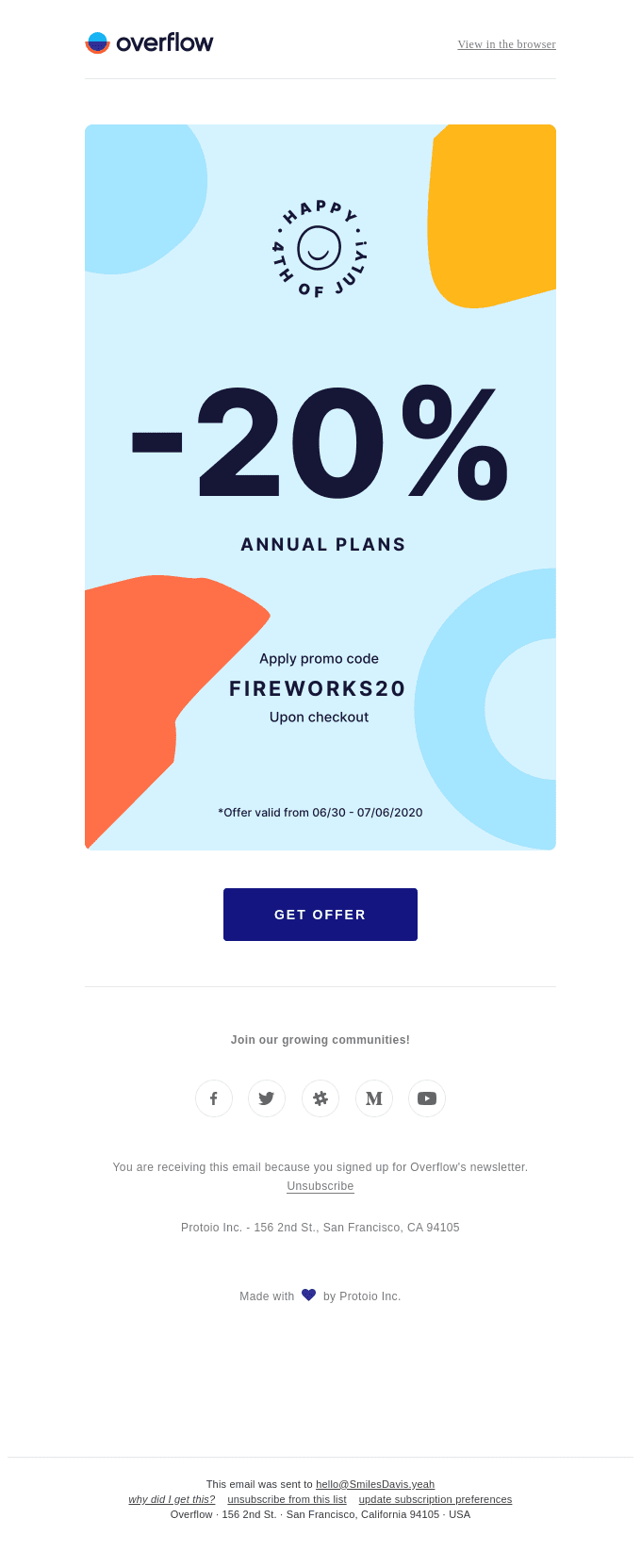 Overflow email with organic shapes