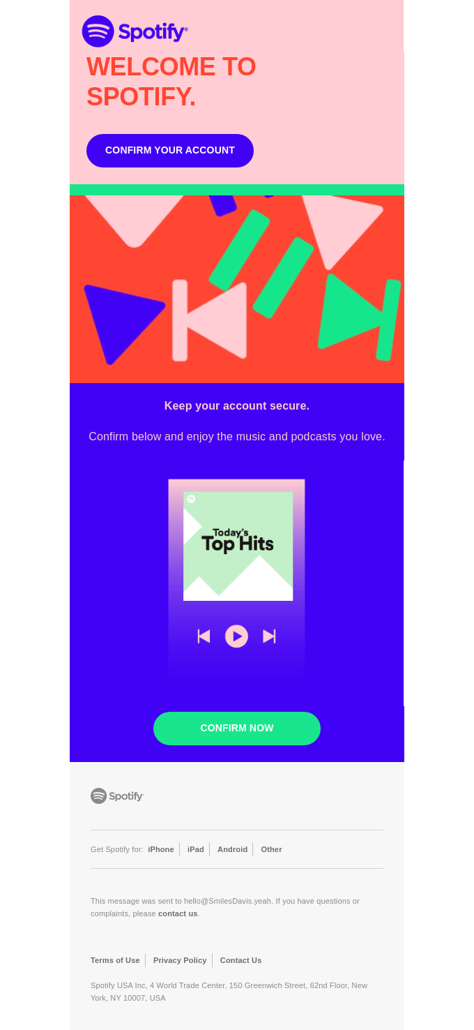 Spotify email with geometric shapes