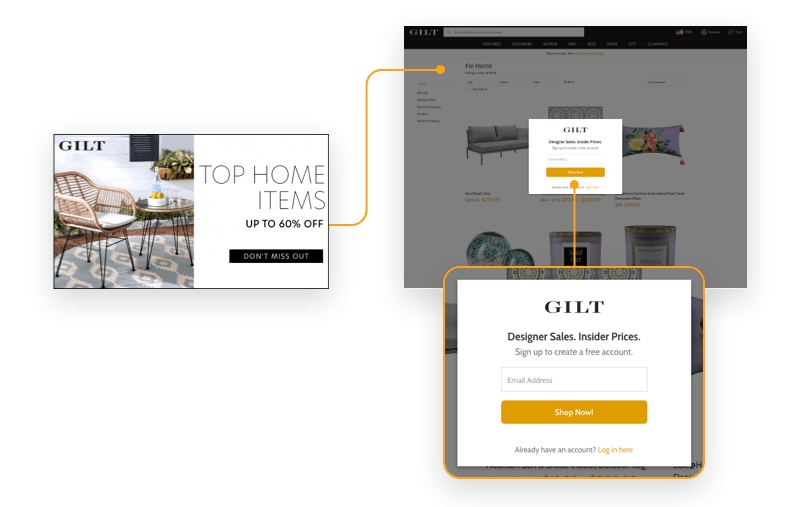 landing pages that immediately ask for their email address