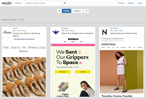 email inspiration and email examples from Milled