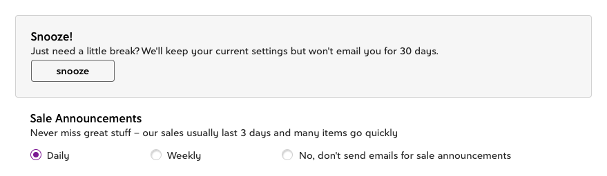 Zulily Timing Preferences
