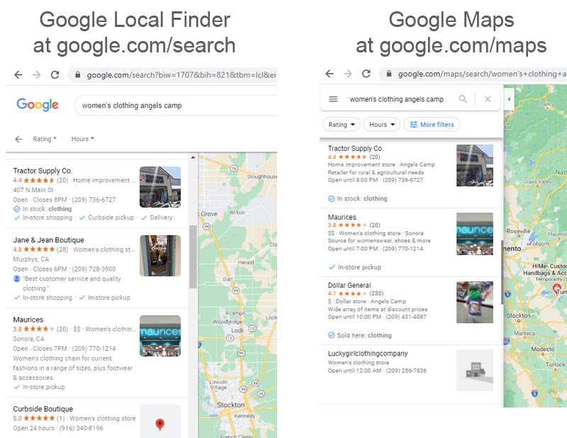 The Local Finder vs. Google Maps: How Different Are They?