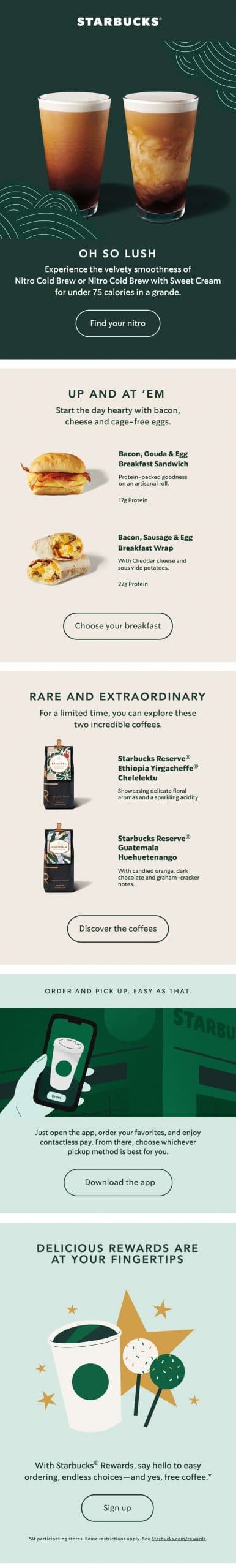 starbucks email example of background colors