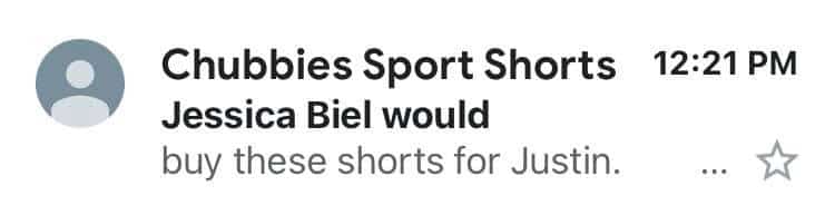 Chubbies email subject line example