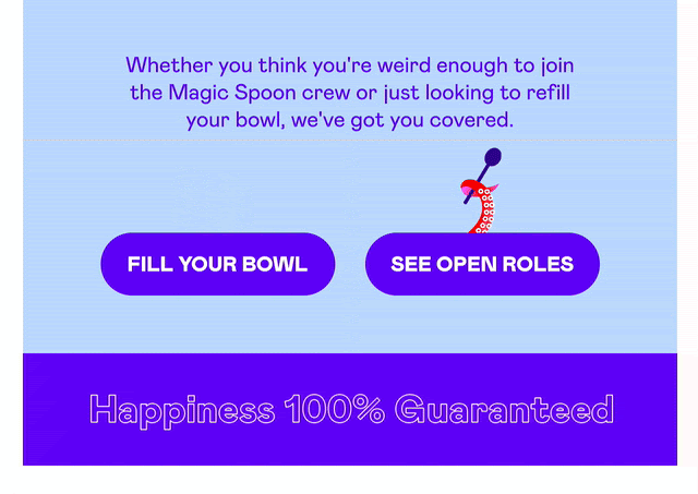 magic spoon email example of buttons with animated GIFs