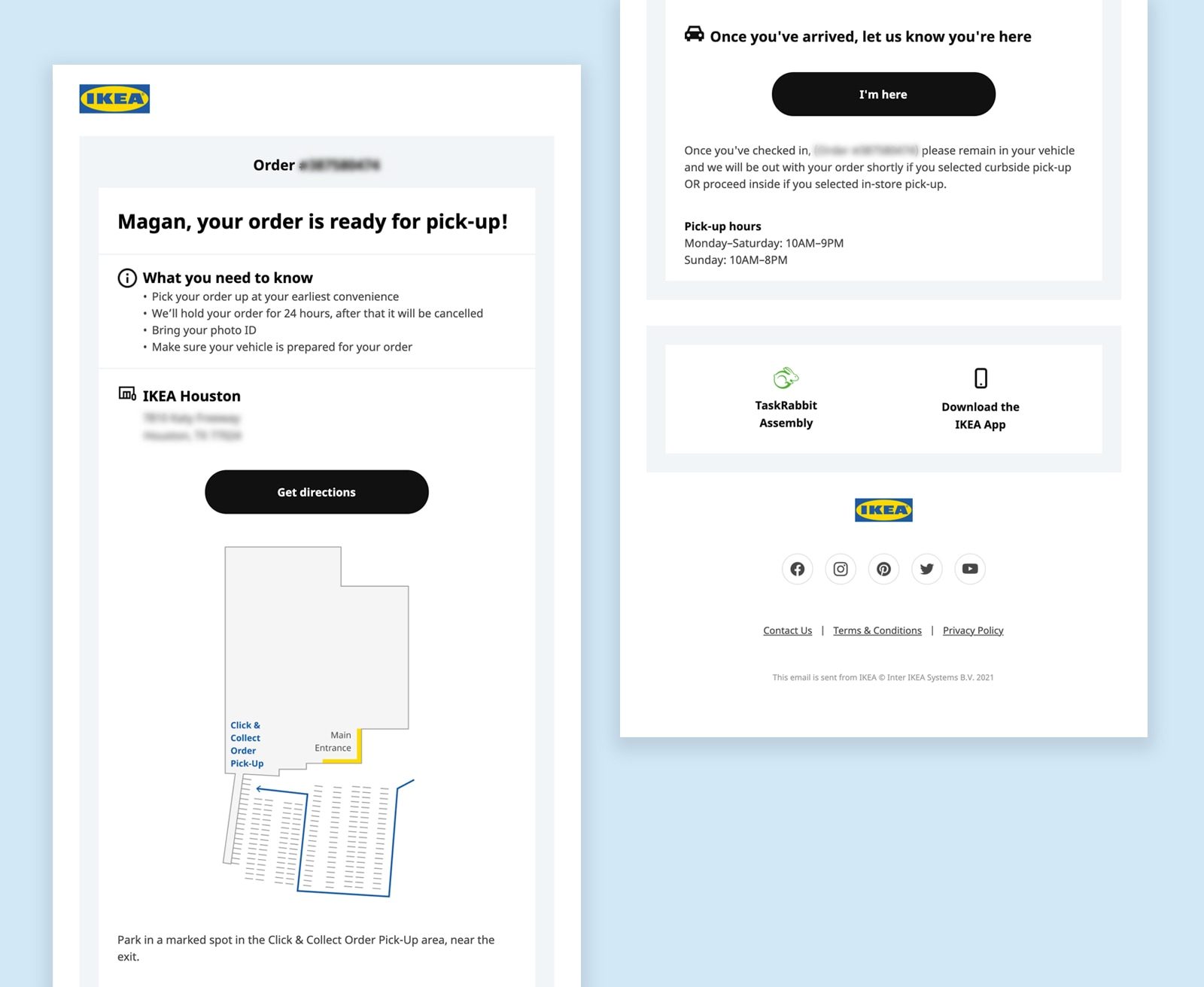 IKEA order pick-up email