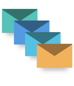 4 envelopes in different colors